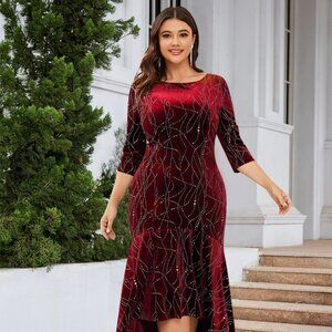 Plus Size Ruffle Hem High-Low Dress